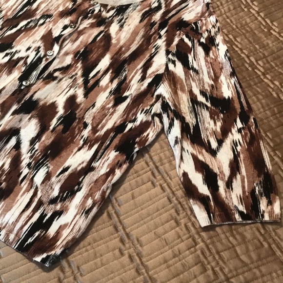 J. Jill sweater, black, brown, white pattern, L - Picture 4 of 6